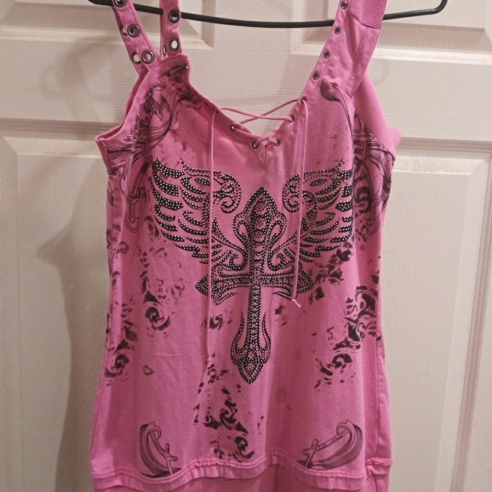 Cute hot pink biker tank top